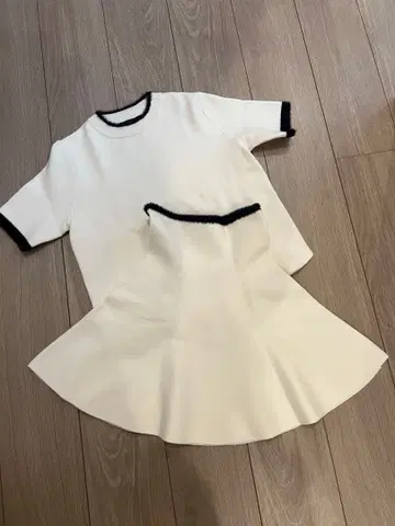 ZARA 니트 셋업 화이트/블랙