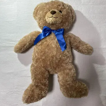 브라운 봉제 인형 곰돌이 파란 리본 포함 빅 사이즈