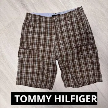 TOMMY HILFIGER 브라운 계열 체크 숏팬츠 32 새상품급
