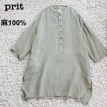 새상품급 prit 린넨 스탠드 카라 풀오버 튜닉 린넨 넉넉한 스타일