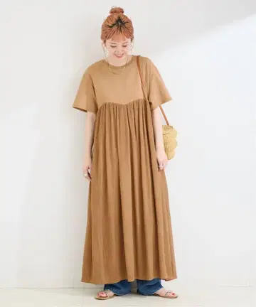 베이시스톡 양류 절개 T 원피스