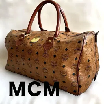 MCM 엠씨엠 보스턴 백 비세토스 브라운 가죽 올 패턴