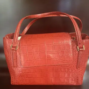 캣인클로젯 빨간색 크로커다일 패턴 핸드백