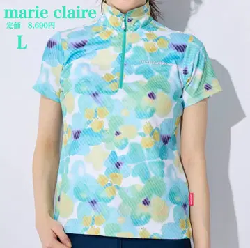새상품 [marie claire] 마리끌레르 지퍼 하이넥 반팔 셔츠 L