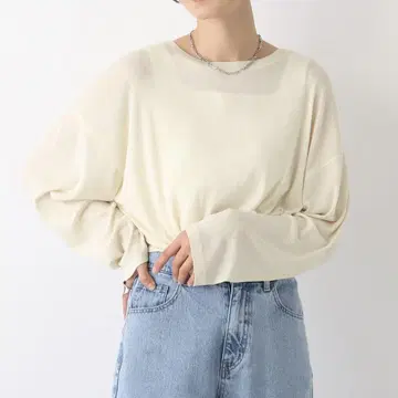 새상품급 LEPSIM 시어 멜란지 롱T 시어 탑