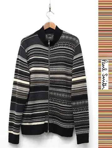 G522/새상품급 PAUL SMITH 니트 블루종 보더 노르딕 무늬