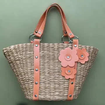 캐주얼 스트로우 바스켓백