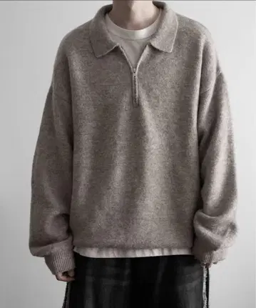 [ RUUBON ] melange half zip knit