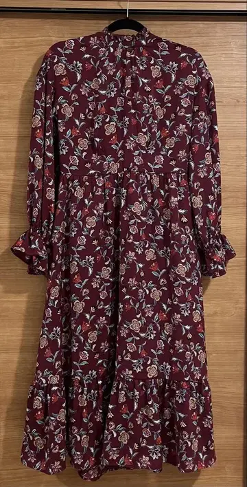 w closet 버건디 꽃무늬 롱 원피스
