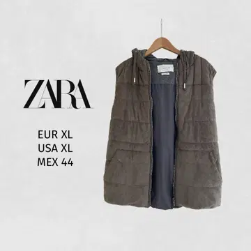 ZARA MAN 다운 베스트 후드 부착 기모 척 브라운 가을