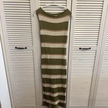 Cotton Striped Ribbed Knit Dress