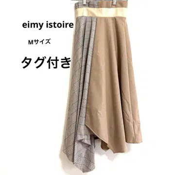 eimy istoire 비대칭 체크 스커트 베이지 M 사이즈