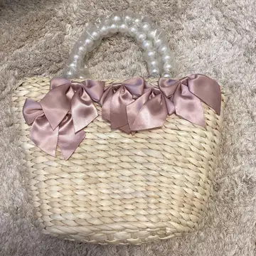 Maison de FLEUR 펄 핸들 메이즈 리본 카고백 핑크