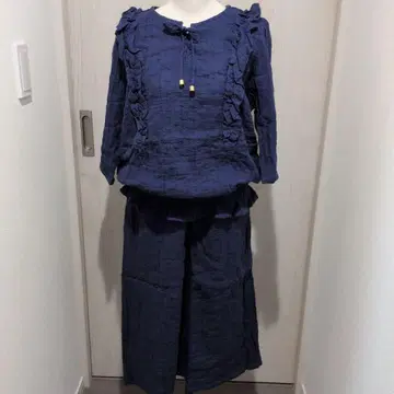 네이비 프릴 룸웨어 세트