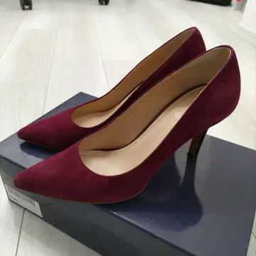 22.5cm MEDA 와인 레드 스웨이드 8cm 하이힐 펌프스