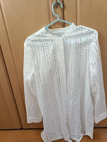 ZARA 화이트 레이스 긴팔 셔츠 S