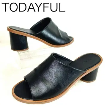 인기! TODAYFUL 가죽 청키힐 뮬 샌들 24cm