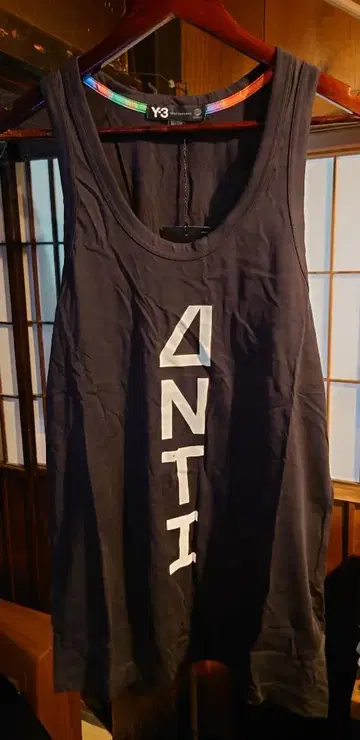 Y-3 블랙 탱크탑 ANTI 프린트 미사용 택 포함 M