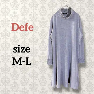 Defe [M-L] 셔링 하이넥 롱 원피스 스트레치 퍼플 계열