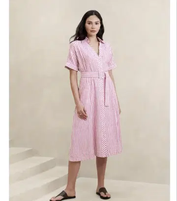BANANA REPUBLIC 린넨 블렌드 미디 셔츠 원피스