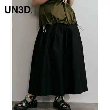 미사용 UN3D. 언쓰리디 턱 니트 스커트 블랙 36