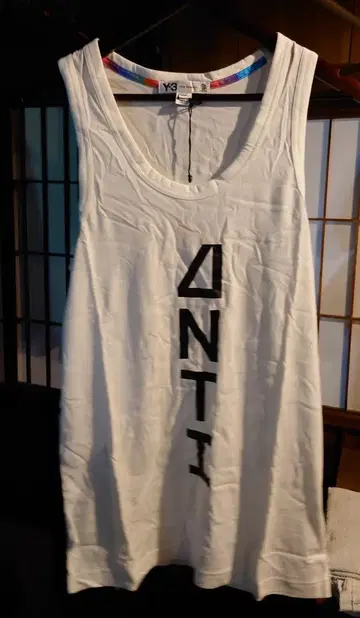 Y-3 화이트 탱크탑 ANTI 프린트 미사용 택 포함 M