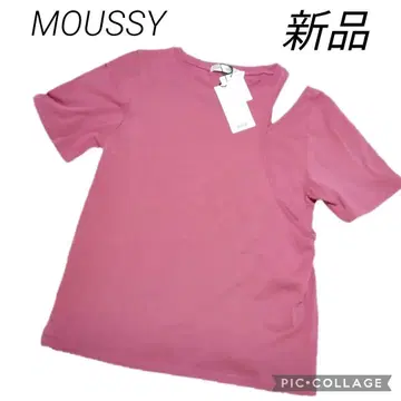 22 MOUSSY 마우지 반팔 티셔츠 여성용 핑크 원숄더