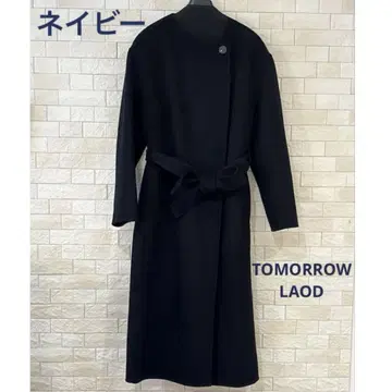 투모로우랜드 네이비 노카라 코트