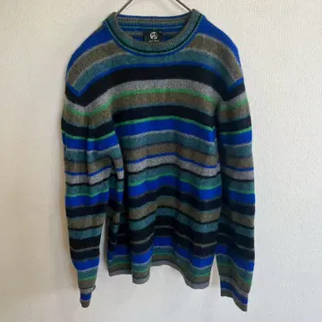 PS paul smith 보더 니트 울 100% 블루 계열 XL