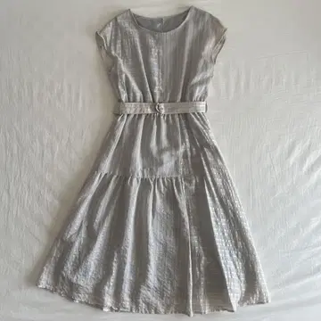 비대칭 벨트 원피스 그레이