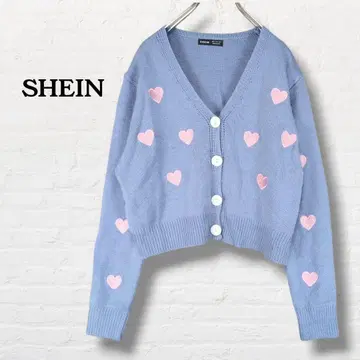 SHEIN 니트 가디건 하트 자수 [S]
