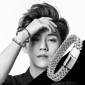 실버 스테인리스 스틸 체인 팔찌