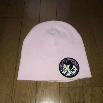 연핑크 니트 캡 오소마츠상 와펜 배지 2점 세트 자수 배지