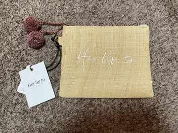Herlipto CherryPrintedWovenStrawPouch