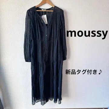 [택 포함 새상품] MOUSSY 마우지 티어드 롱 가운 블랙