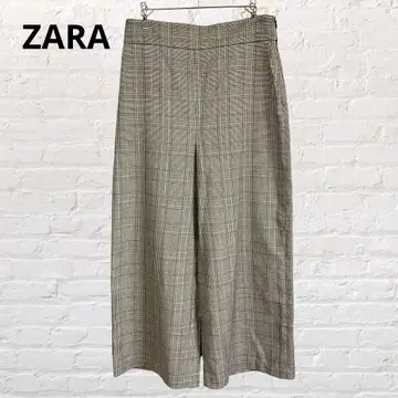 8669 ZARA 자라 체크 무늬 와이드 팬츠 캐주얼 블랙 M