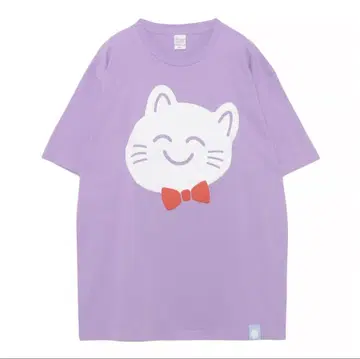 커다란 나루세 고양이 T셔츠 (퀸) 라이트 퍼플