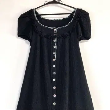 새상품/츠모리치사토/크레프리/원피스 가디건 블랙/양류 플리츠 M