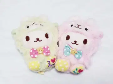 우사즈킨 곰 봉제 인형 세트 (그린 핑크)