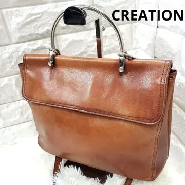 CREATION 비즈니스 백 숄더백 2way 천연 가죽 금속 손잡이