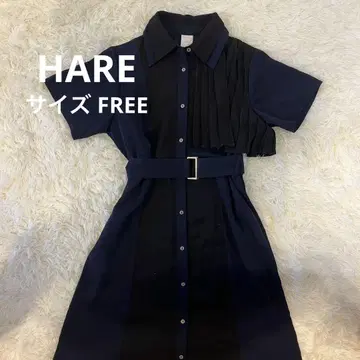 HARE 네이비 셔츠 원피스 반팔 벨트 포함 사이즈 FREE