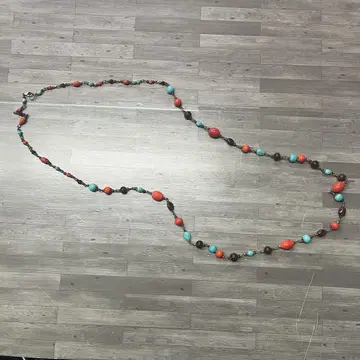 컬러풀 비즈 목걸이 약 50cm 스톤 액세서리 히피 아메카지