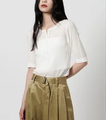 BEAUTY&YOUTH 시어 헨리넥 티셔츠
