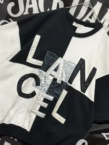 빈티지 LANCEL 반팔 블랙 화이트 L