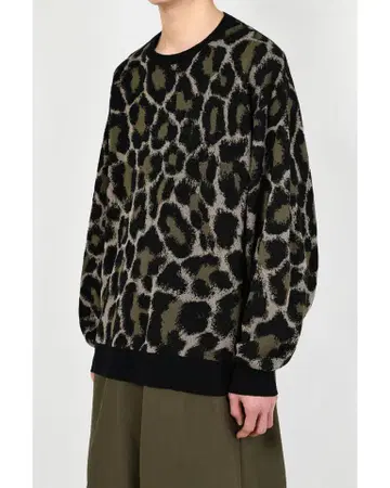 LAD MUSICIAN Leopard Crew Neck Pullover