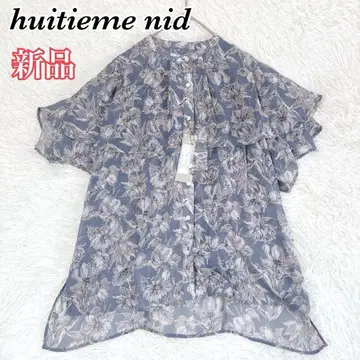 [택 포함 새상품] huitieme nid 블라우스 꽃무늬 프릴 일본제