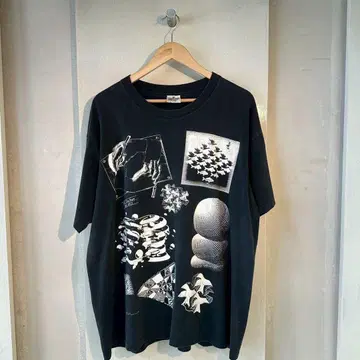 90년대 m.s Escher 에셔 블랙 티셔츠 구제 의류 아트