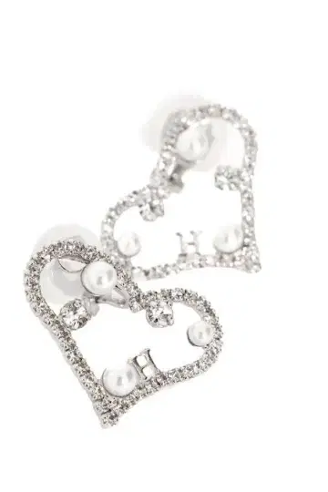 herlipto Crystal Heart Shaped Earrings