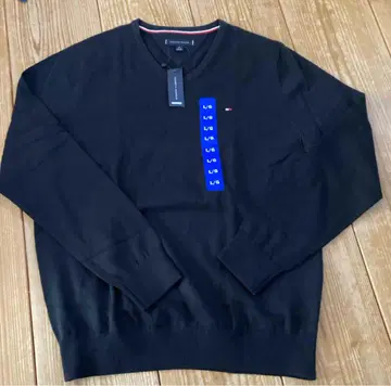 TOMMY HILFIGER 블랙 V넥 스웨터 L/G