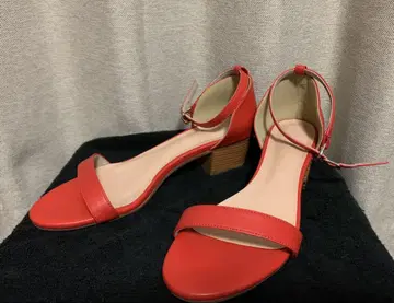 오렌지 앵클 스트랩 오픈토 샌들